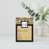 CLASSIC DAMASK PARCHERSQUARE MONOGRAM VISITEKAARTJE (Staand voorkant)