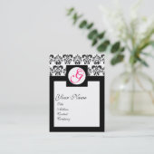 CLASSIC DAMASK SQUARE MONOGRAM, roze fuchsie Visitekaartje (Staand voorkant)