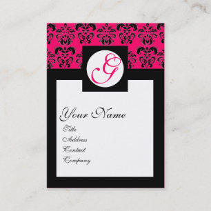 CLASSIC DAMASK SQUARE MONOGRAM, roze fuchsie Visitekaartje