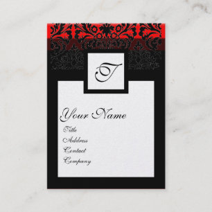 CLASSIC DAMASK SQUARE MONOGRAM zwarte witte parel Visitekaartje