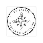 Classic Damask & Typography Custom Name Ex Libris Rubberstempel (Afrduk)