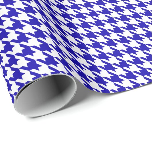 Classic Dark Blue and White Houndstooth Pattern  Cadeaupapier (Rol Hoek)