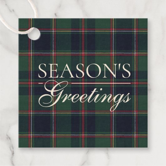 Classic Dark Blue Red Green Plaid Pattern Bedankjes Labels (Voorkant)