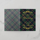 Classic Dark Blue Red Green Plaid Pattern Gold Folie Feestdagenkaart (Buiten Laag)