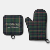 Classic Dark Blue Red Green Plaid Pattern Ovenwant & Pannenlap Set (Voorkant)