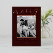 Classic Dark Bourgondië en Goud Lijst Familiefoto Folie Feestdagenkaart (Staand Voorkant)