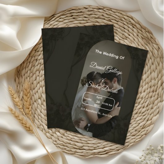 Classic Dark Elegant Wedding Invitation Kaart