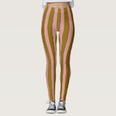 Classic Dark Gold en Pink Strip Pattern Leggings (Voorkant)