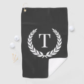 Classic Dark Gray & White Initial Laurel Monogram Golfhanddoek (Insitu)
