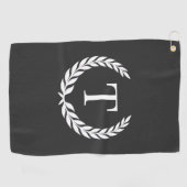 Classic Dark Gray & White Initial Laurel Monogram Golfhanddoek (Horizontaal)