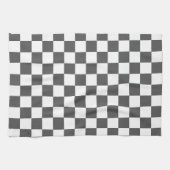 Classic dark grey checkerboard theedoek (Horizontaal)
