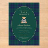 Classic Dark Plaid Baby Shower Acrylic Invitation (Recto)