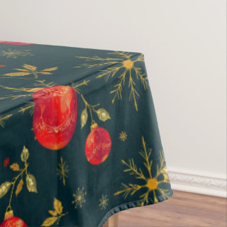 Classic Dark Red & Gold Christmas Tablecloth Tafelkleed