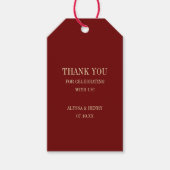 Classic Dark Red Monogram Wedding Thank You Cadeaulabel (Voorkant)