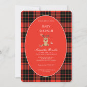 Classic Dark Red Plaid Baby Shower Invitation (Devant)