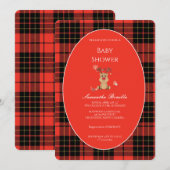 Classic Dark Red Plaid Baby Shower Invitation Kaart (Voorkant / Achterkant)