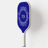 Classic Deep Navy Blue Ornate Monogram Pickleball Paddle (Links)