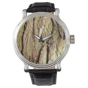 Classic Design Natural Wood Bark Chic Horloge