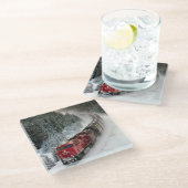 Classic Diesel Train Engine Glazen Onderzetter (Schuin)