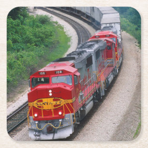 Classic Diesel Train Engine Vierkante Kartonnen Onderzetter