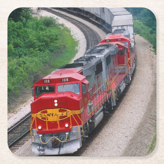 Classic Diesel Train Engine Vierkante Kartonnen Onderzetter (Voorkant)