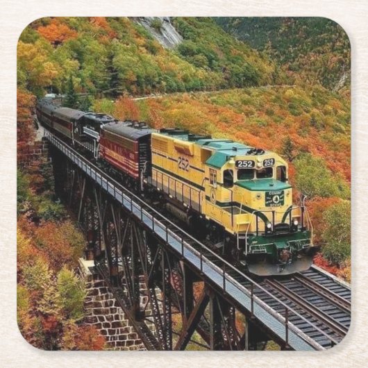 Classic Diesel Train Engine Vierkante Kartonnen Onderzetter (Voorkant)