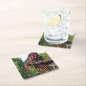 Classic Diesel Train Engine Vierkante Kartonnen Onderzetter (Insitu)