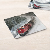 Classic Diesel Train Engine Vierkante Kartonnen Onderzetter (Schuin)