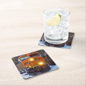 Classic Diesel Train Engine Vierkante Kartonnen Onderzetter (Insitu)