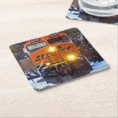 Classic Diesel Train Engine Vierkante Kartonnen Onderzetter (Schuin)