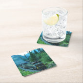 Classic Diesel Train Engine Vierkante Kartonnen Onderzetter (Insitu)