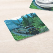 Classic Diesel Train Engine Vierkante Kartonnen Onderzetter (Schuin)