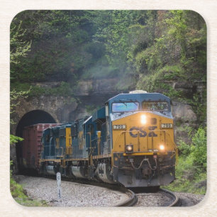 Classic Diesel Train Engine Vierkante Kartonnen Onderzetter