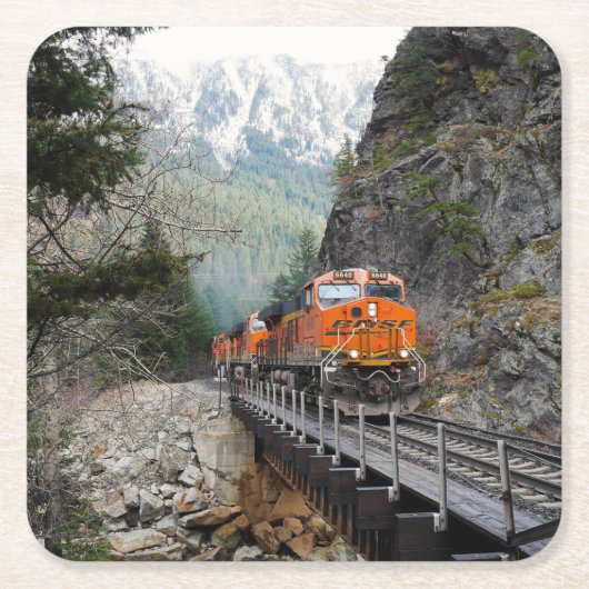 Classic Diesel Train Engine Vierkante Kartonnen Onderzetter (Voorkant)