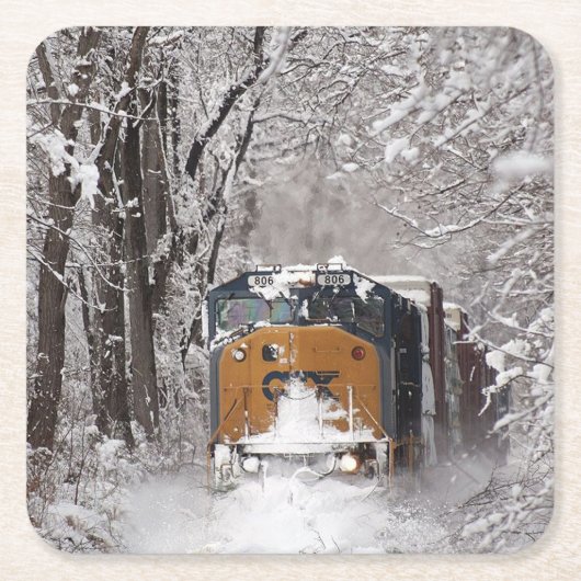 Classic Diesel Train Engine Vierkante Kartonnen Onderzetter (Voorkant)
