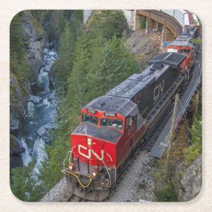 Classic Diesel Train Engine Vierkante Kartonnen Onderzetter