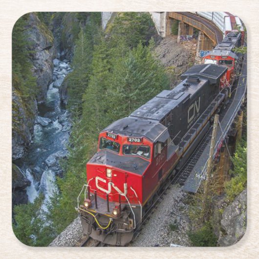 Classic Diesel Train Engine Vierkante Kartonnen Onderzetter (Voorkant)