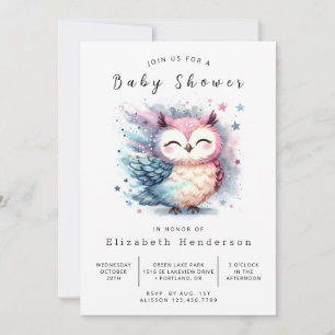 Classic Digital Owl Baby shower Kaart