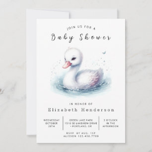 Classic Digital Swan Baby shower Kaart