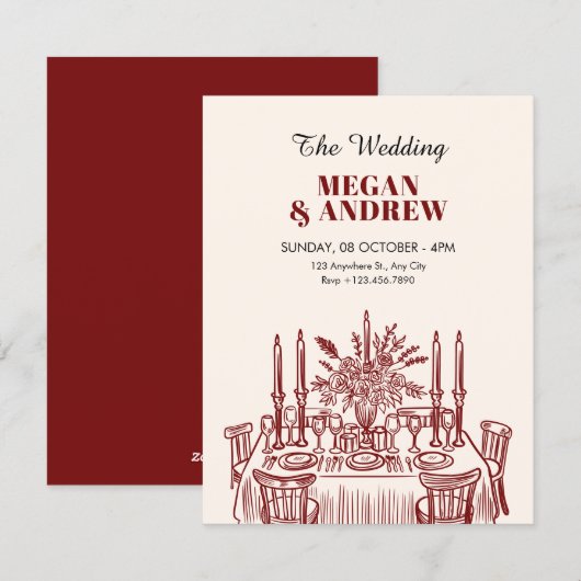 Classic Dining table Wedding Kaart (Voorkant / Achterkant)