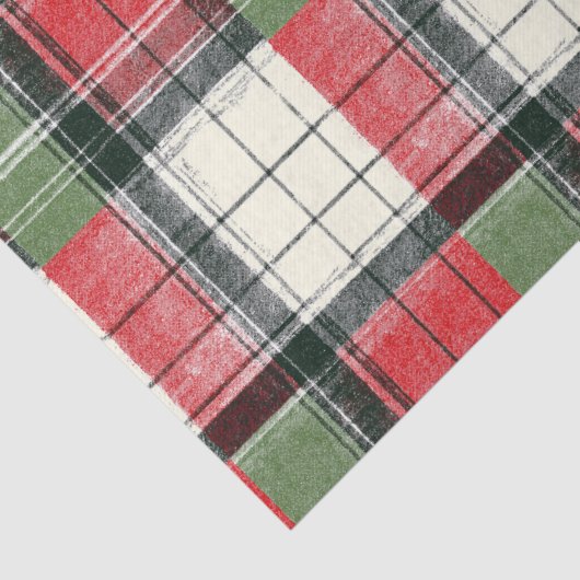 Classic distressed green and red plaid tissuepapier (Detail)