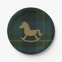 Classic Donkergroen Plaid Equestrian Baby shower