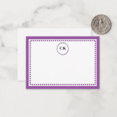 Classic Dotted Frame withe Initials & Purple Notitiekaartje (Voorkant / Achterkant in situ)