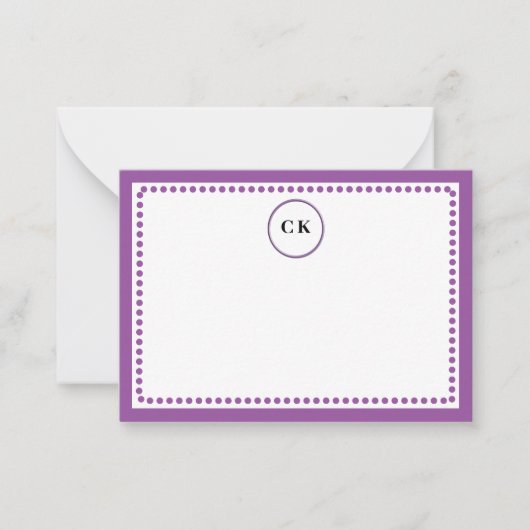 Classic Dotted Frame withe Initials & Purple Notitiekaartje (Voorkant)