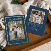 Classic Double Border Navy 2 Photo Folie Feestdagenkaart