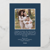 Classic Double Border Navy 2 Photo Folie Feestdagenkaart (Achterkant)