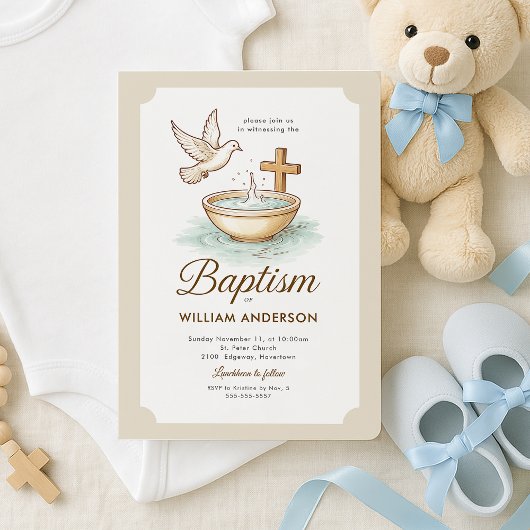 Classic Dove & Cross Doop Uitnodiging