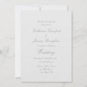 Classic Dove Grey Linen Mariage Script Invitation (Devant)
