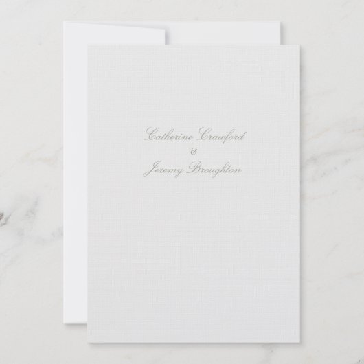 Classic Dove Grey Linen Mariage Script Invitation (Dos)