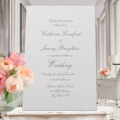 Classic Dove Grey Linen Mariage Script Invitation